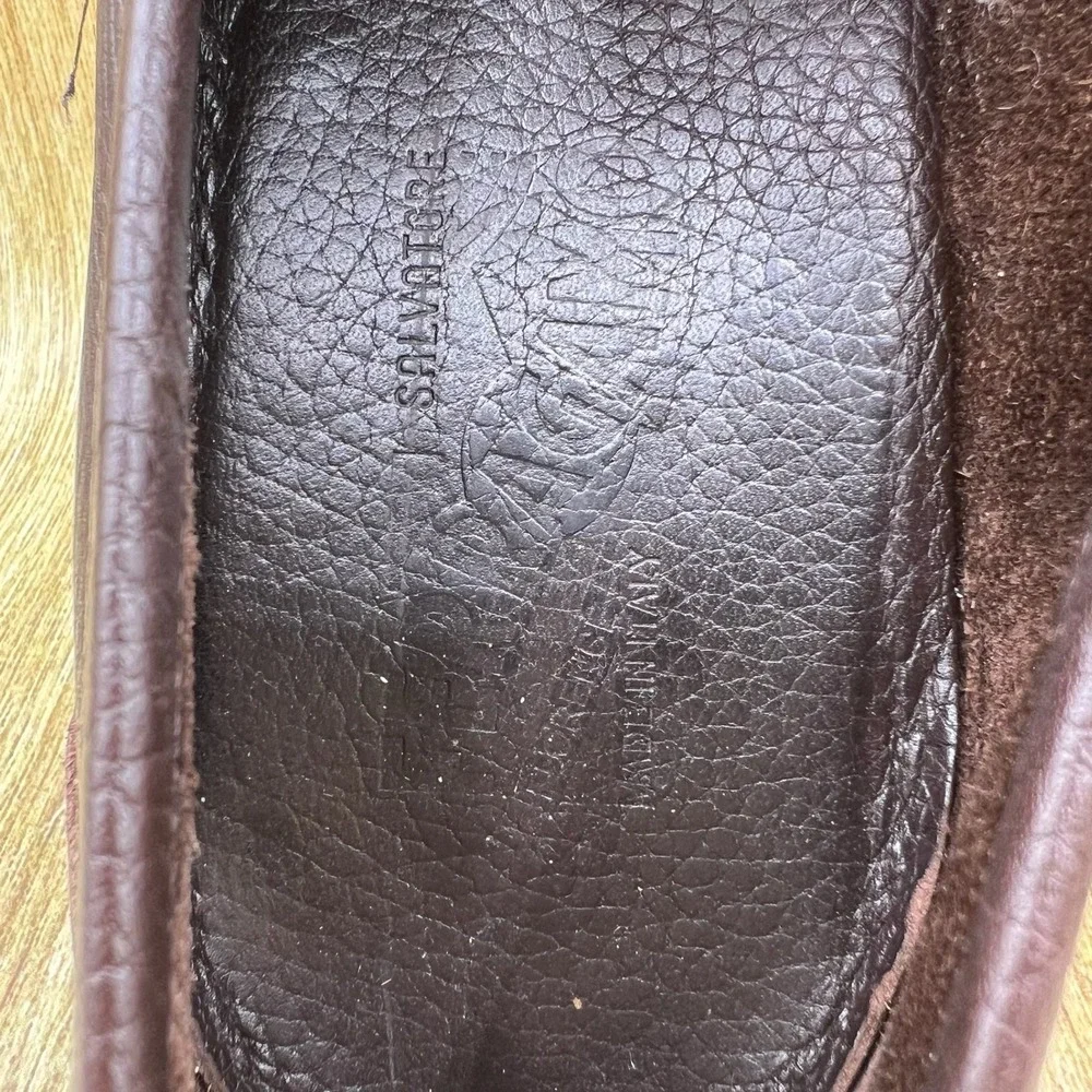 Salvatore Ferragamo Magnifico Bit Loafers Men's Size 12 Brown Pebbled Gancini
